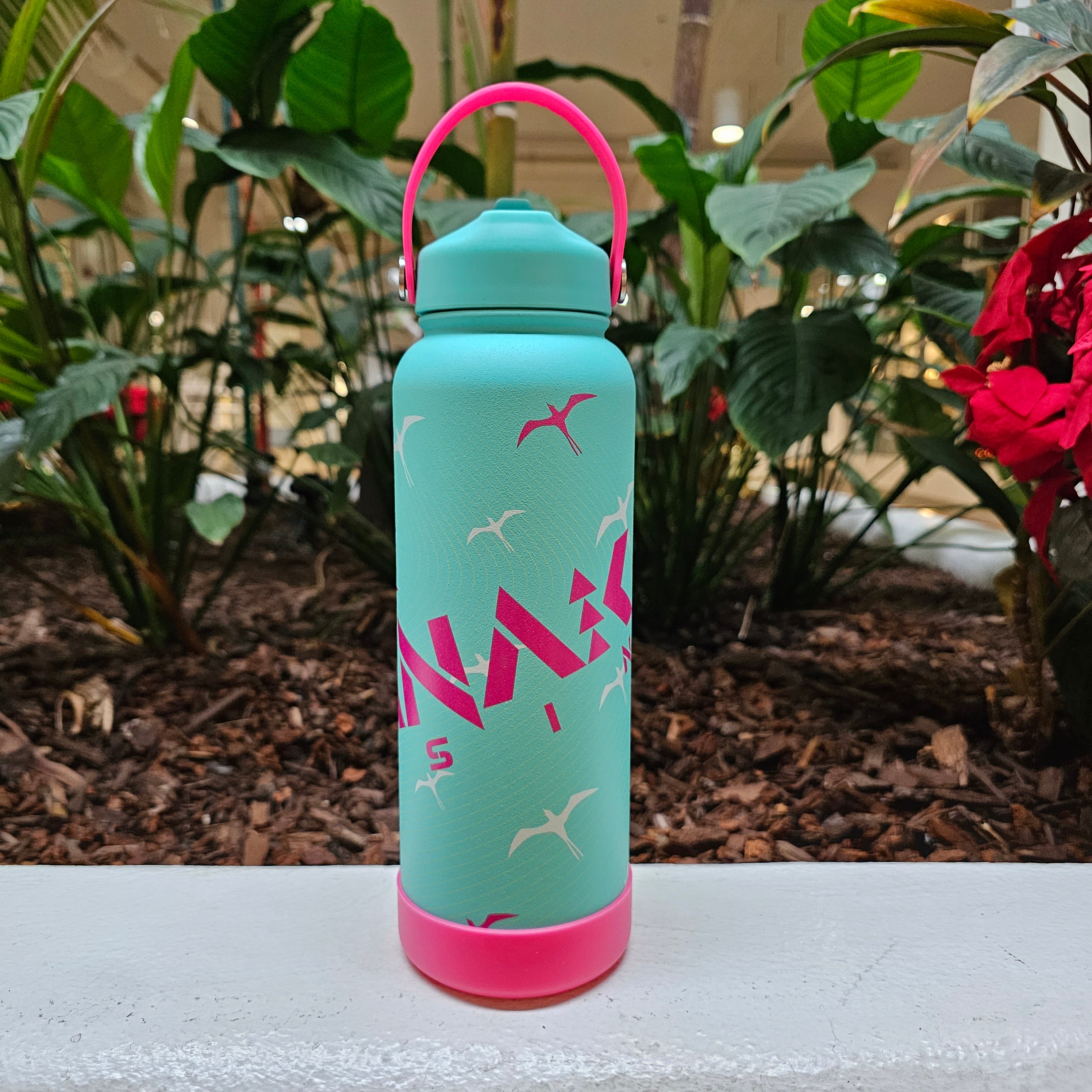 40oz Kanaka Rising Iwa Printed Flask Tiffany / Pink