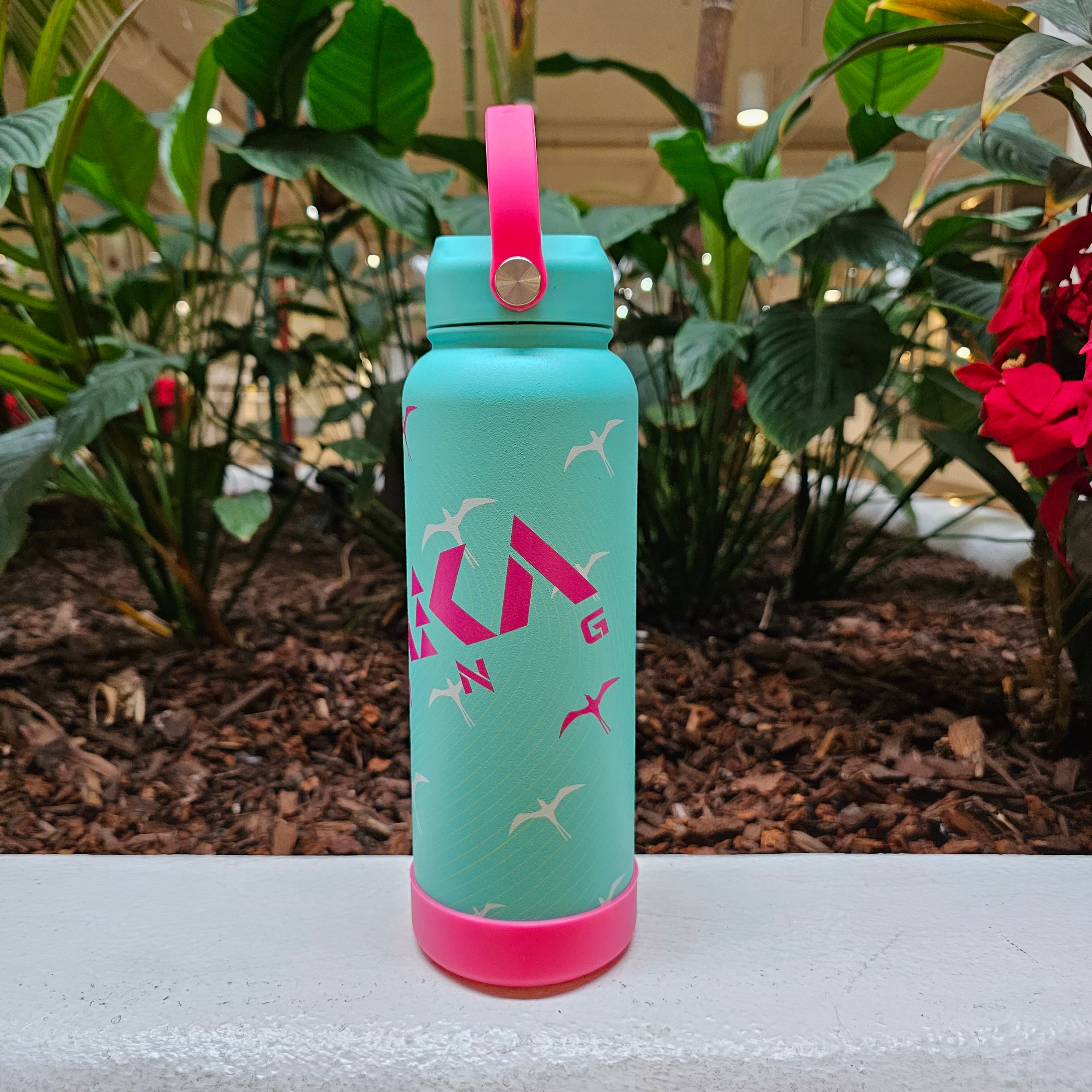 40oz Kanaka Rising Iwa Printed Flask Tiffany / Pink