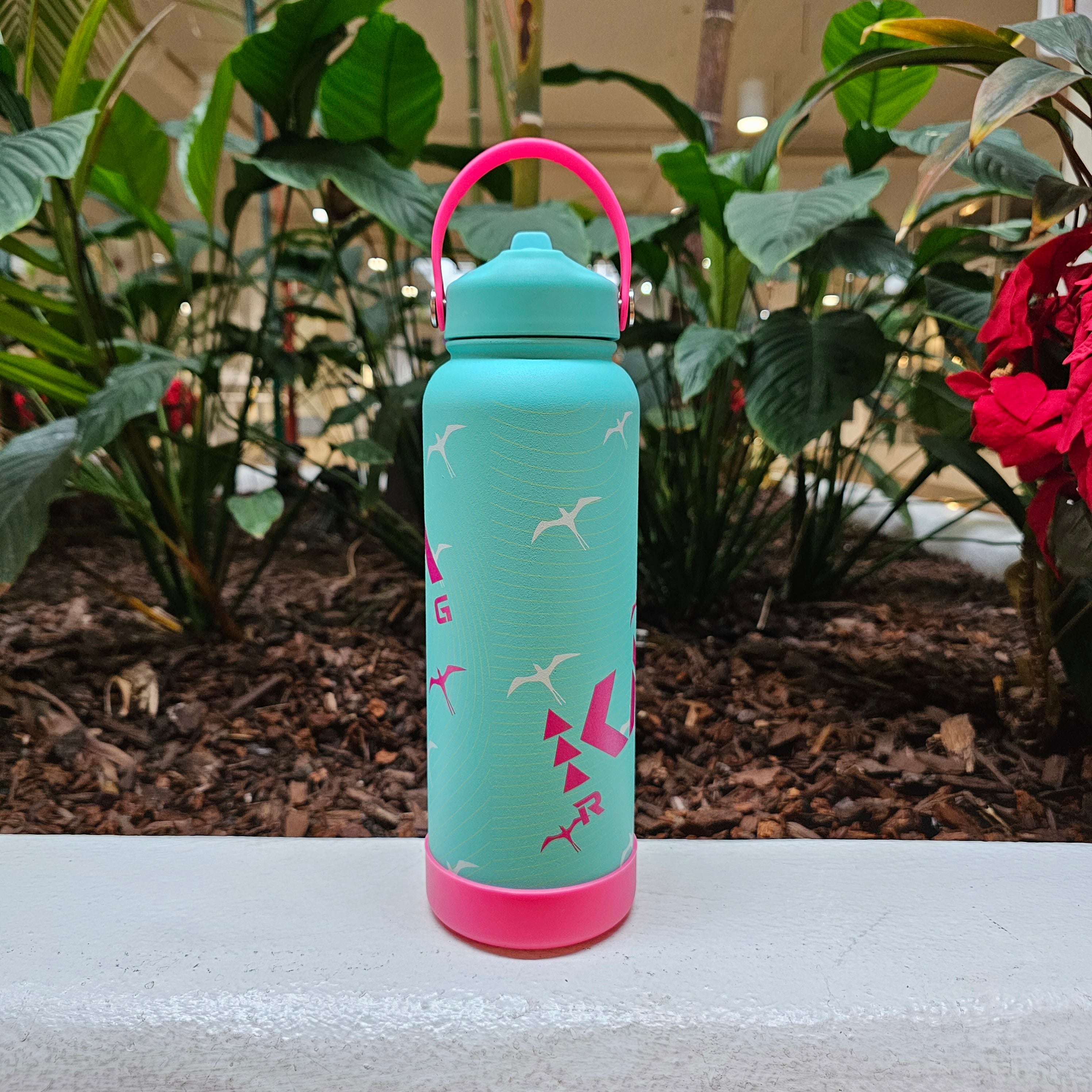 40oz Kanaka Rising Iwa Printed Flask Tiffany / Pink