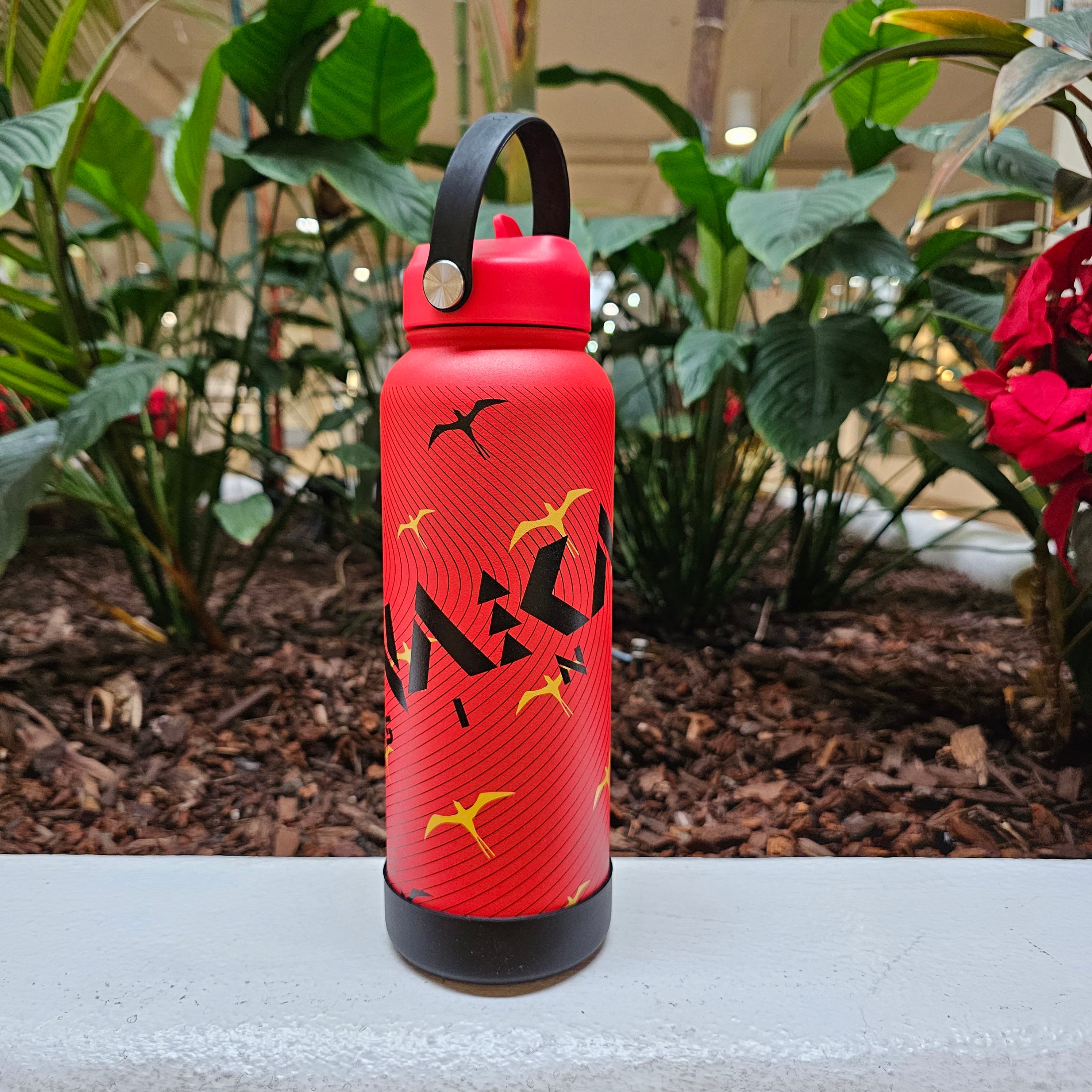 40oz Kanaka Rising Iwa Printed Flask Red