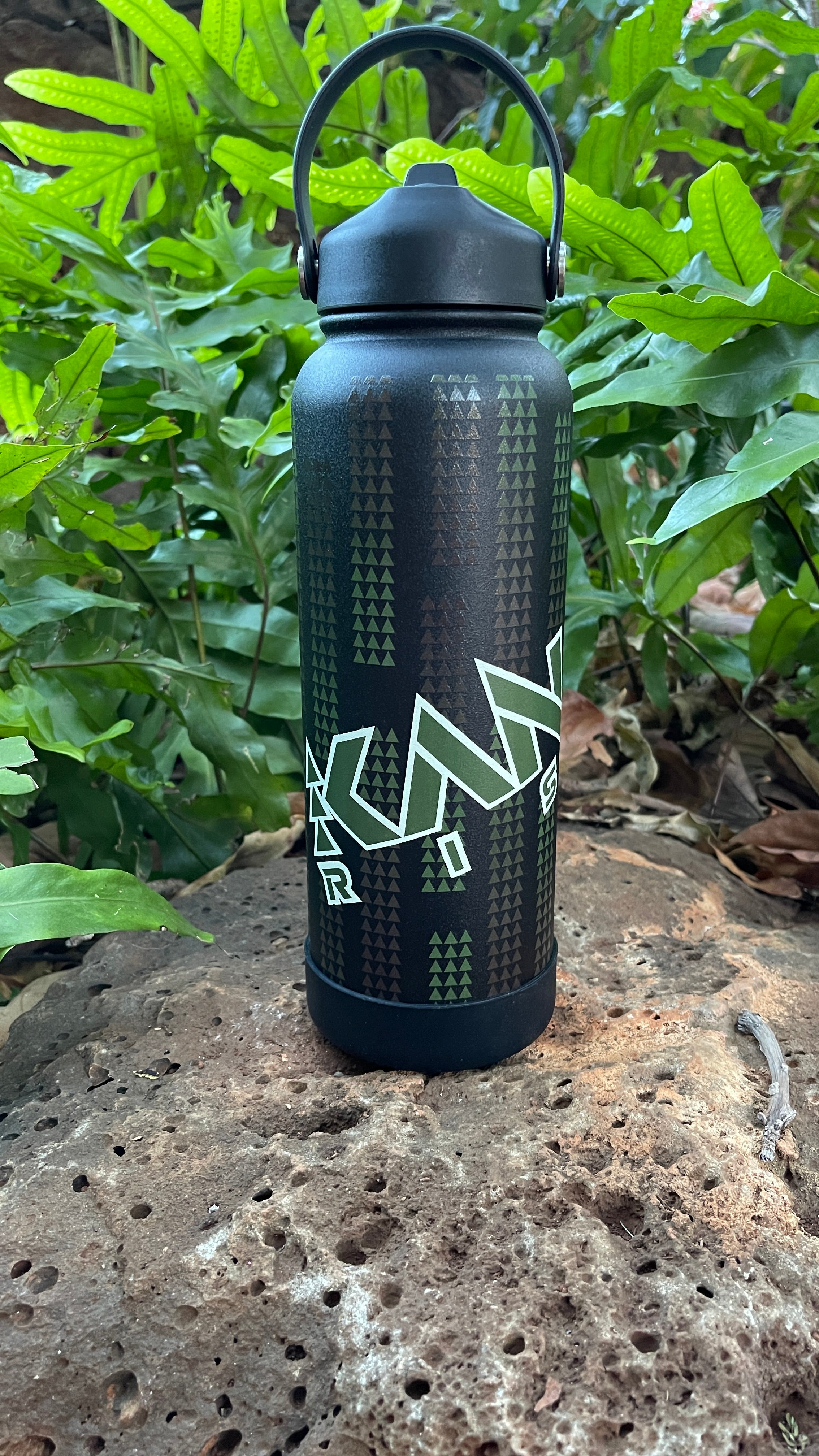 40oz Kanaka Rising Printed Flask Green