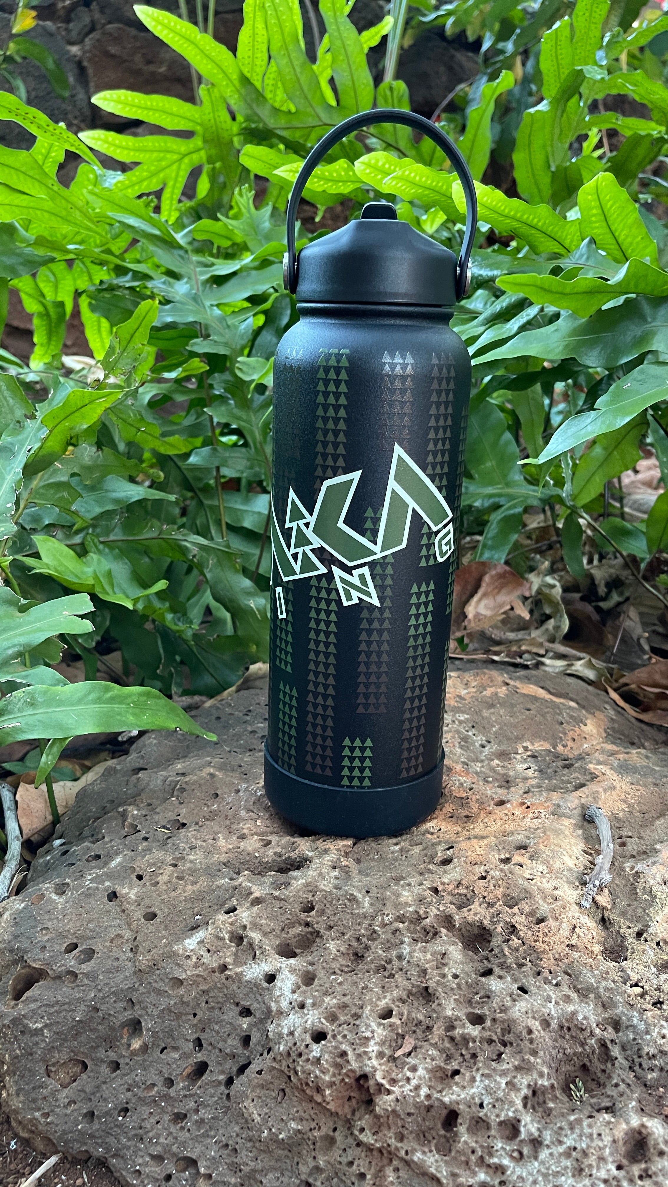 40oz Kanaka Rising Printed Flask Green